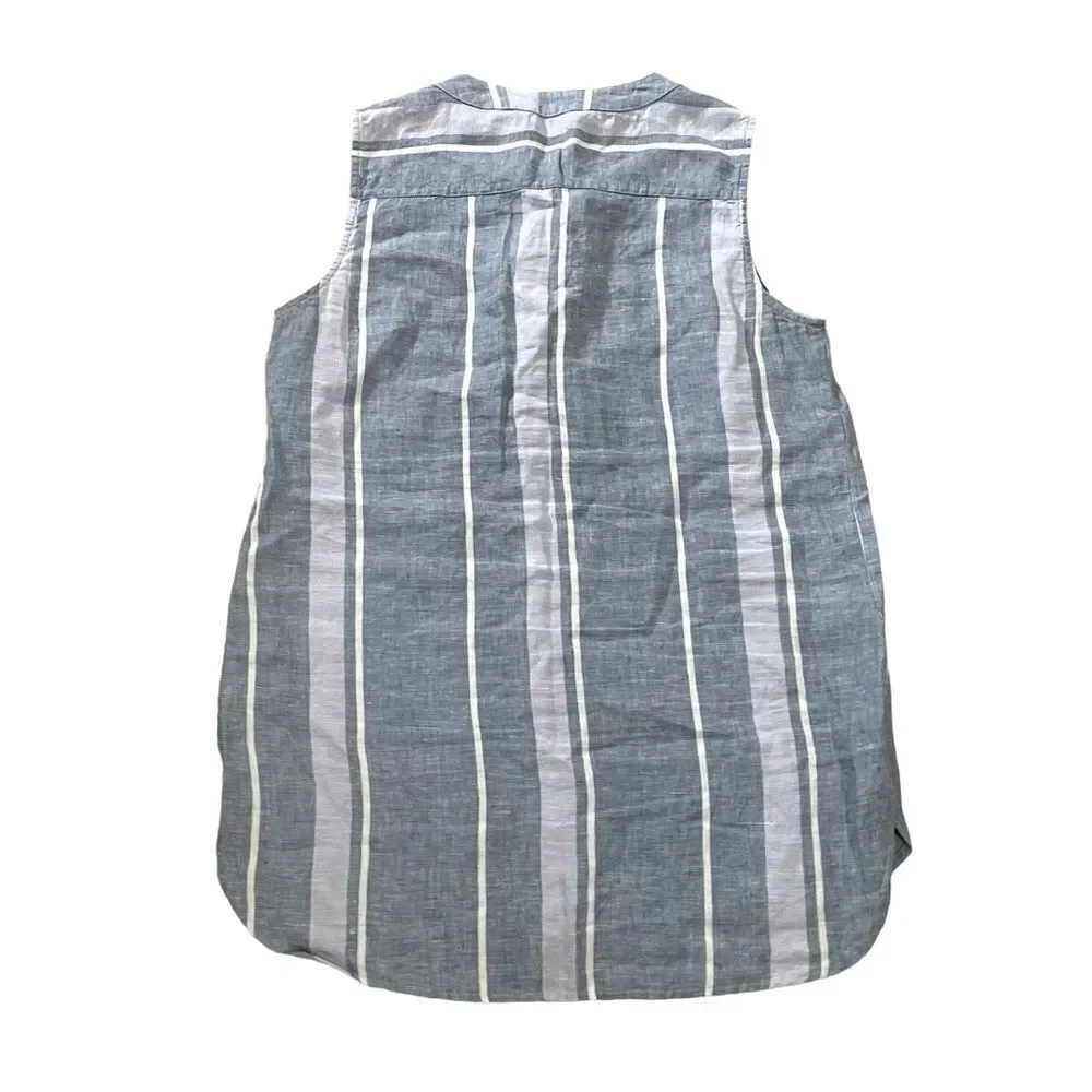 ELLEN TRACY Linen Sleeveless Blouse Striped
Blue White M - Picture 7 of 8